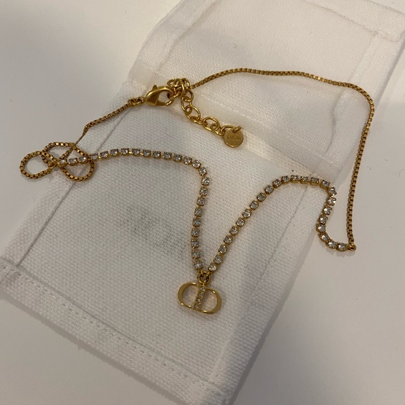 DIOR CD GOLD-FINISH METAL WITH WHITE CRYSTALS - Picture 2 of 5